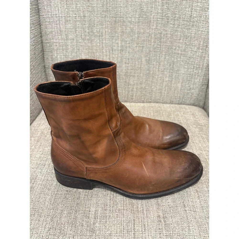To Boot New York Adam Derrick Mens Brown Leather Side Zip Boots Size 9.5